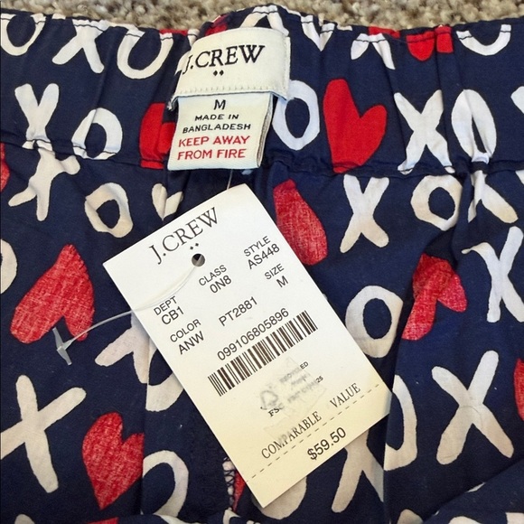 J Crew 100% Cotton Valentine Pajama Bottoms, Medium, NWT - Picture 3 of 6